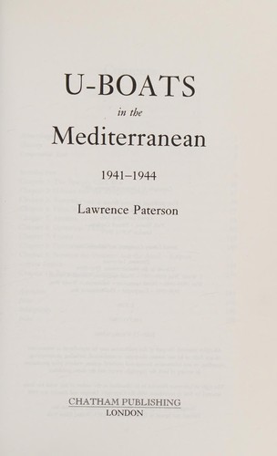 Cover for U-BOATS IN THE MEDITERRANEAN, 1941-1944.