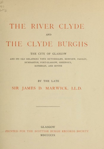 Cover for The river Clyde and the Clyde burghs
