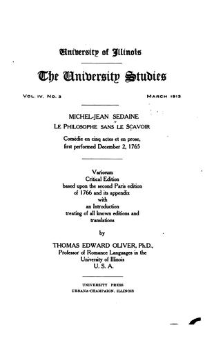 Cover for Le philosophe sans le sçavior: comédie en cinq actes et en prose, first performed December 2, 1765