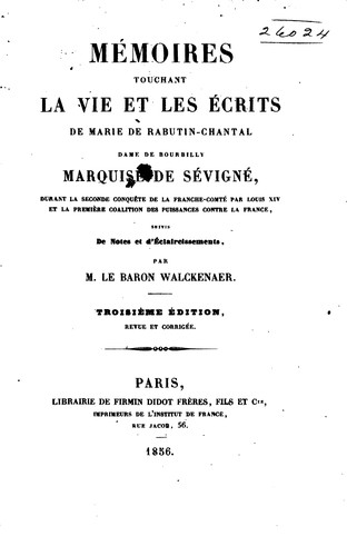 Cover for Mémoires touchant la vie et les Ecrita de la Marquise de Sévigné