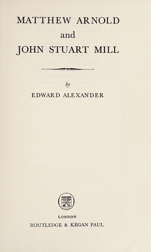 Cover for Matthew Arnold and John Stuart Mill. --