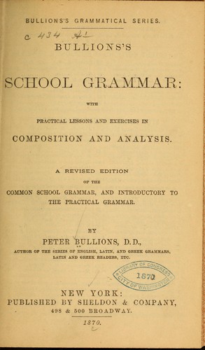Cover for Bullion's school grammar