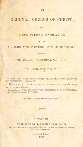 Cover for An original church of Christ