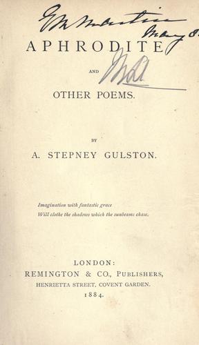 Cover for Aphrodite and other poems