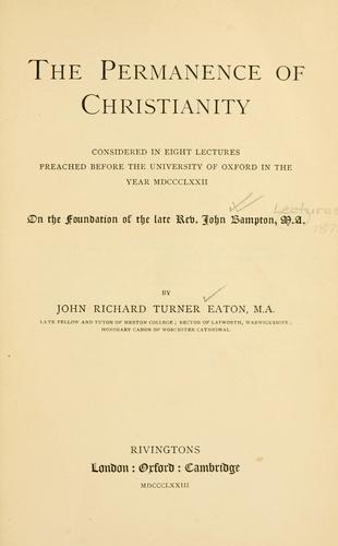 Cover for Permanence of Christianity