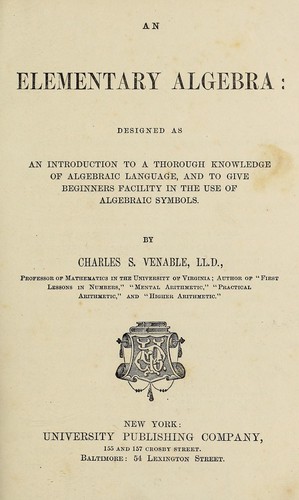 Cover for An elementary algebra