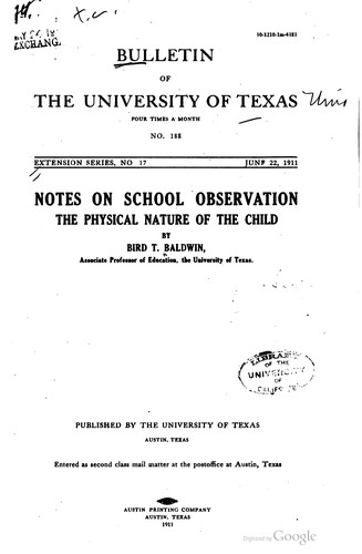 Cover for Notes on school observation
