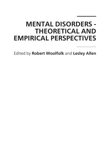 Cover for Mental disorders-theoretical and empirical perspectives