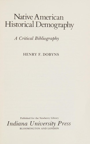 Cover for Native American historical demography