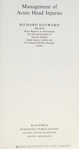 Cover for Management of Acute Head Injuries (106P)