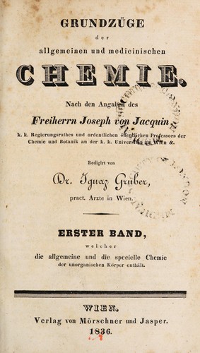 Cover for Grundzüge der allgemeinen und medicinischen Chemie ...