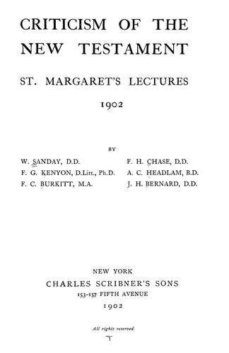 Cover for Criticism of the New Testament