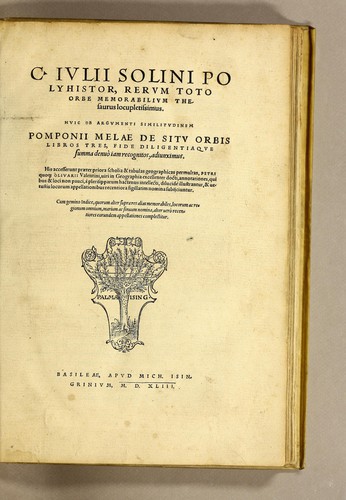 Cover for C. Iulii Solini Polyhistor, rerum toto orbe memorabilium thesaurus locupletissimus