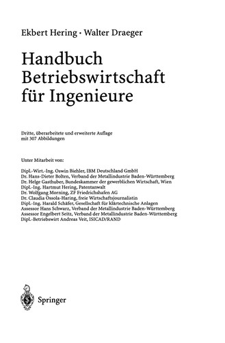 Cover for Handbuch Betriebswirtschaft für Ingenieure
