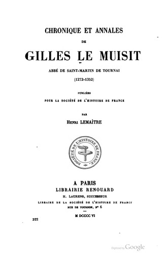 Cover for Chronique et annales de Gilles le Muisit