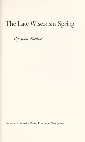 Cover for The late Wisconsin spring