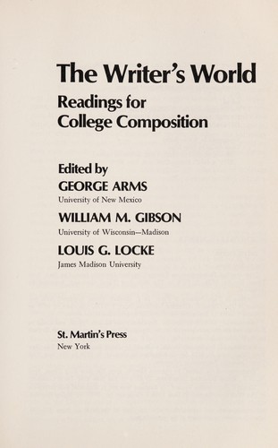 Cover for The Writer's world
