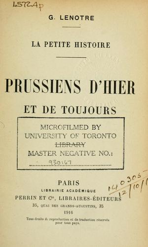 Cover for Prussiens d'hier et de toujours.