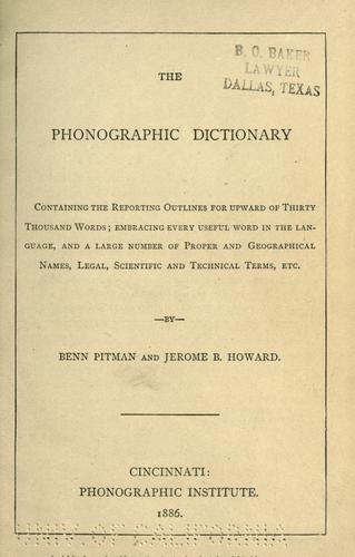 Cover for The phonographic dictionary.