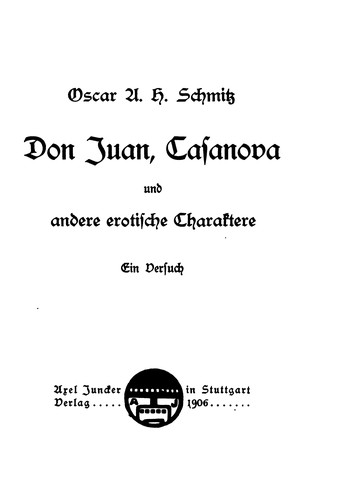 Cover for Don Juan, Casanova und andere erotsiche Charaktere: Ein Versuch