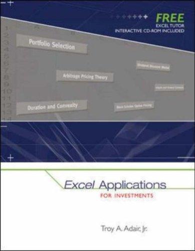 Cover for Excel Applications for Investments with Excel Tutor CD ROM