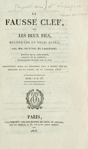 Cover for La fausse clef, ou Les deux fils