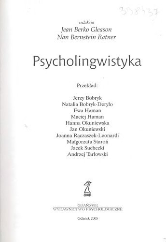 Cover for Psycholingwistyka