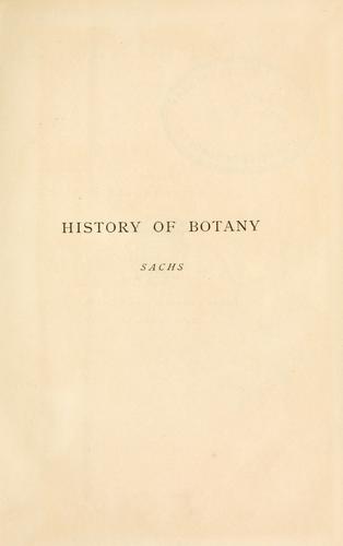 Cover for History of botany (1530-1860)