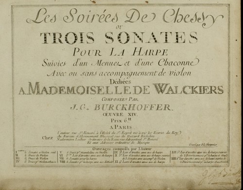 Cover for Les soirées de chessy, ou Trois sonates pour la harpe suivies d'un Menuet et d'une Chaconne avec ou sans accompagnement de violon