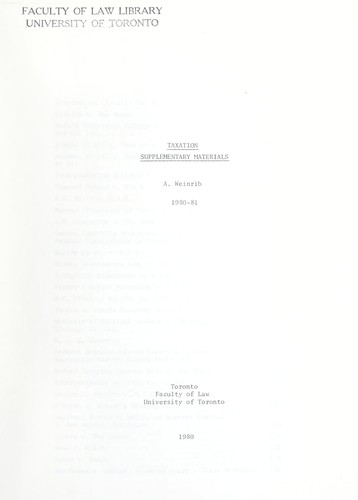 Cover for Taxation