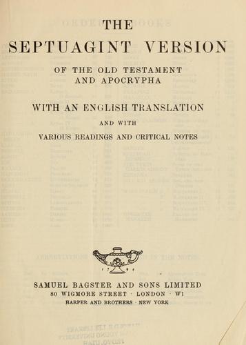 Cover for The Septuagint version of the Old Testament and Apocrypha