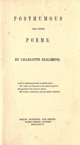 Cover for Posthumous and other poems.