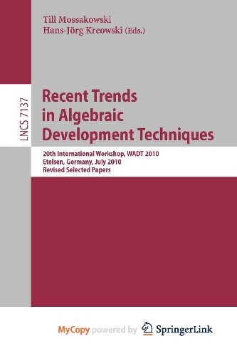Cover for Recent Trends in Algebraic Development Techniques