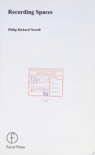 Cover for Recording spaces