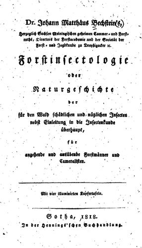 Cover for Dr. Johann Matthåus Bechstein's...