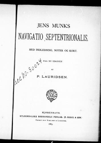 Cover for Jens Munks navigatio septentrionalis