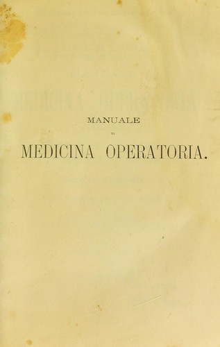 Cover for Manuale di medicina operatoria
