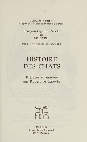 Cover for Histoire des chats
