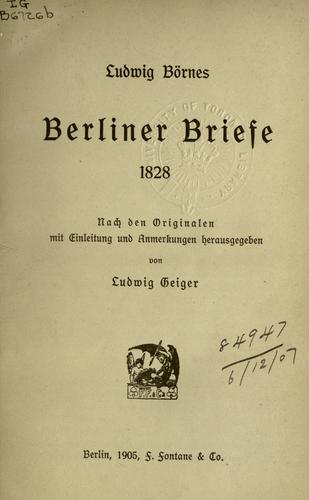 Cover for Berliner Briefe, 1828