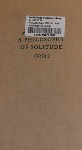 Cover for A philosophy of solitude