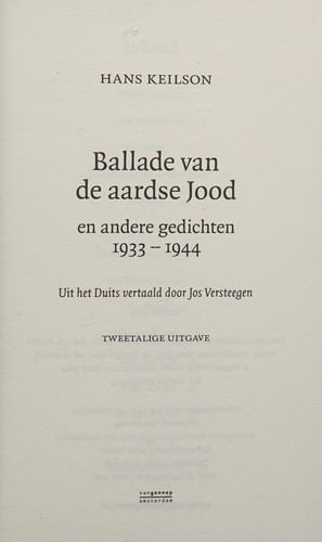 Cover for Ballade van de aardse Jood en andere gedichten 1933-1944
