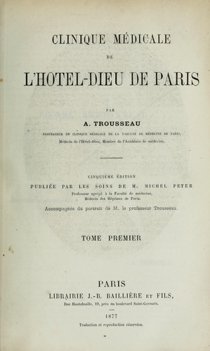 Cover for Clinique médicale de l'Hôtel-Dieu de Paris