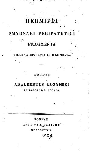 Cover for Hermippi ... fragmenta, collecta, disposita et illustrata, ed. A.Łozynski