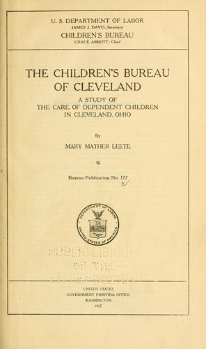 Cover for The Children's bureau of Cleveland