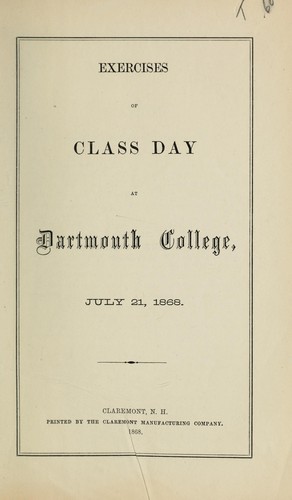 Cover for Exercises of class day at Dartmouth College