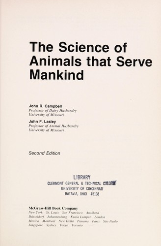 Cover for The science of animals that serve mankind