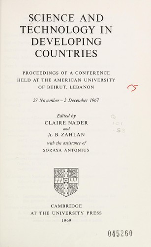 Cover for Science and technology in developing countries