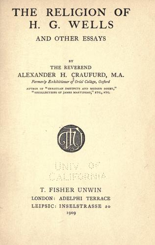 Cover for The religion of H. G. Wells