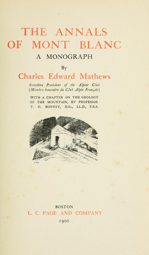 Cover for The annals of Mont Blanc