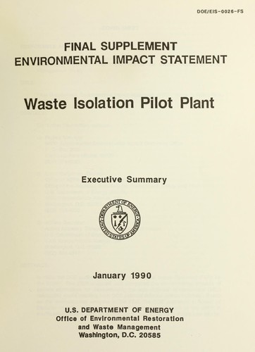 Cover for Waste isolation pilot plant : executive summary